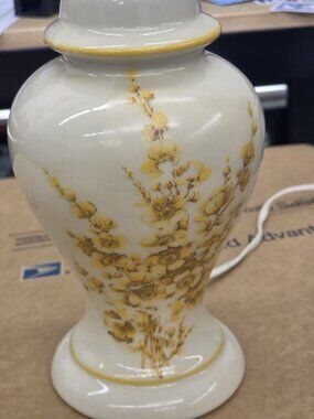 Leviton Boho Dried Flowers Vintage Lamp Glass Yellow White
